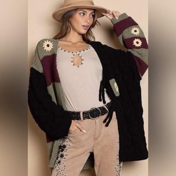 Closeout !▪️NWT POL Color Blocked, Striped, Floral Multi Cardigan Sweater - Picture 10 of 10